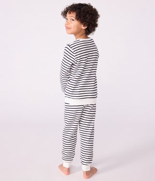 Children's Long-Sleeved Stripy Cotton Terry Pyjamas