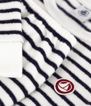 Children's Long-Sleeved Stripy Cotton Terry Pyjamas