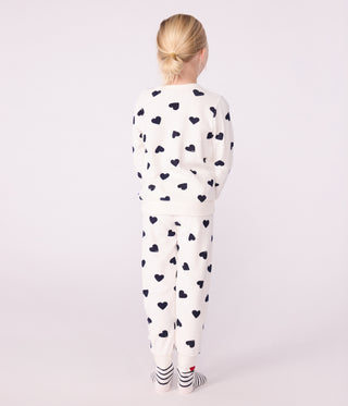 Children's Long-Sleeved Cotton Terry Pyjamas Printed With Hearts 