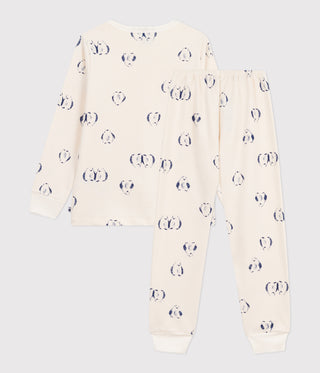 Children's Long-Sleeved Penguin Print Fleece Pyjamas