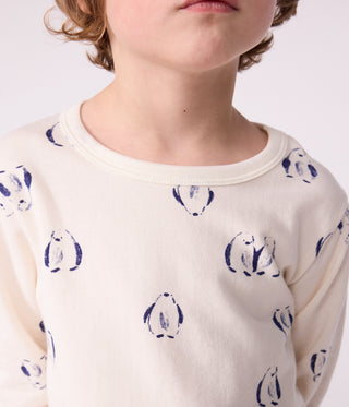 Children's Long-Sleeved Penguin Print Fleece Pyjamas