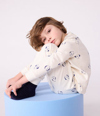 Children's Long-Sleeved Penguin Print Fleece Pyjamas
