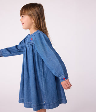 Girls' Long-Sleeved Denim Dress 