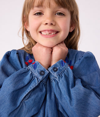 Girls' Long-Sleeved Denim Dress 