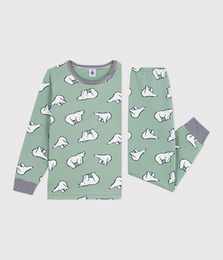 Children's Long-Sleeved Pyjamas in Polar Bear-Print Fleece 