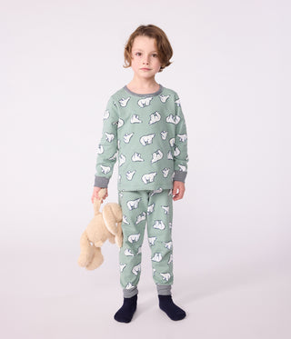 Children's Long-Sleeved Pyjamas in Polar Bear-Print Fleece 