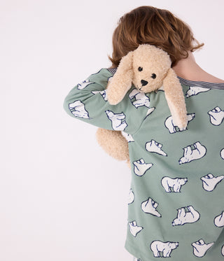 Children's Long-Sleeved Pyjamas in Polar Bear-Print Fleece 