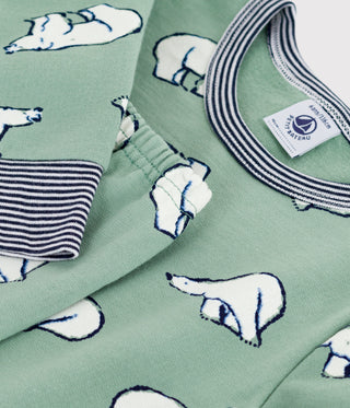 Children's Long-Sleeved Pyjamas in Polar Bear-Print Fleece 