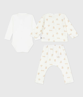 Babies' Teddy Bear Print Cotton 3-Piece Gift Set