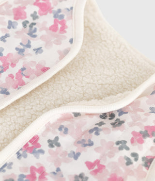 Babies' Sleeveless Cardigan in Printed Cotton Poplin and Sherpa