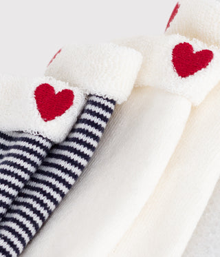 Babies' Cotton Heart Stipry Patterned Socks - 2-Pack