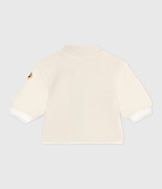 Babies' Sleeveless Cardigan in Printed Cotton Poplin and Sherpa