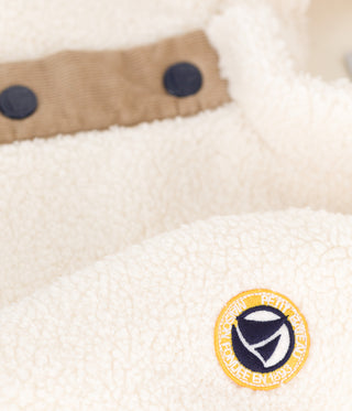 Babies' Sleeveless Cardigan in Printed Cotton Poplin and Sherpa