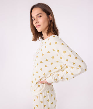 Women's Golden Heart Print Cotton Pyjamas