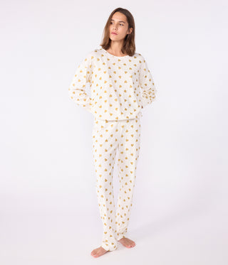 Women's Golden Heart Print Cotton Pyjamas