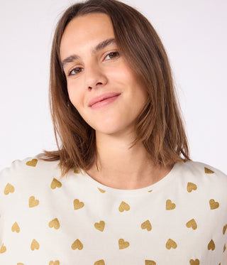 Women's Golden Heart Print Cotton Pyjamas