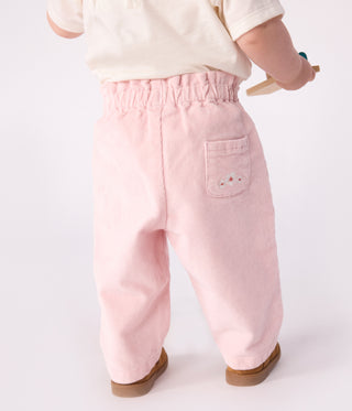 Babies' Plain Velour Trousers With An Embroidered Back Pocket 