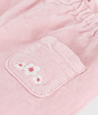 Babies' Plain Velour Trousers With An Embroidered Back Pocket 