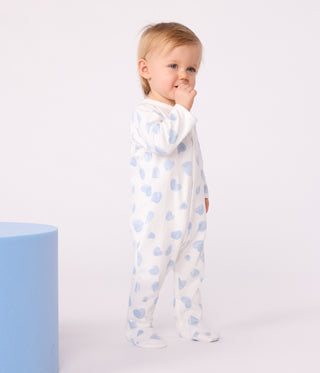 Babies' Brushed Fleece Heart-Print Pyjamas With a Collar
