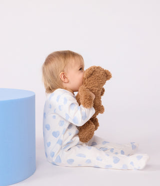 Babies' Brushed Fleece Heart-Print Pyjamas With a Collar