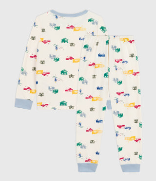 Children's Long-Sleeved Pyjamas in Chalet-Print Fleece 