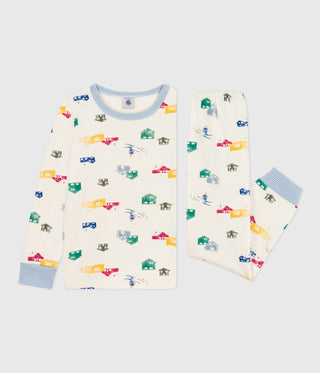 Children's Long-Sleeved Pyjamas in Chalet-Print Fleece 
