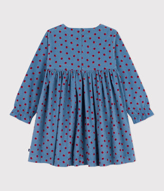Girls' Long-Sleeved Printed Corduroy Dress