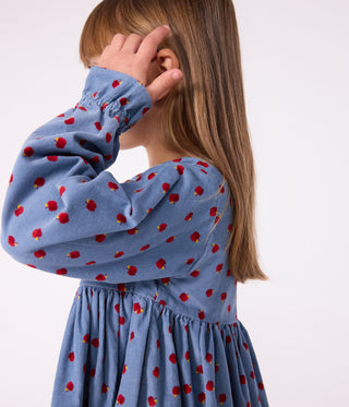 Girls' Long-Sleeved Printed Corduroy Dress