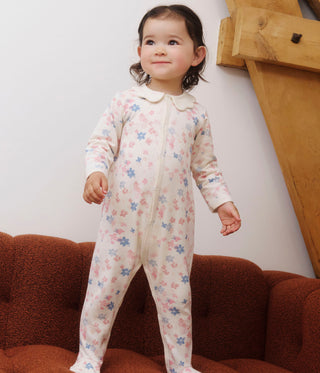 Babies' Floral-Print Brushed Fleece Pyjamas With a Petal Collar
