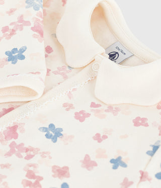 Babies' Floral-Print Brushed Fleece Pyjamas With a Petal Collar