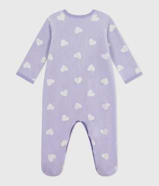 Babies' Heart-Print Velour Onesie