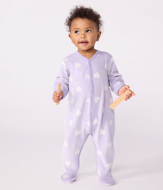 Babies' Heart-Print Velour Onesie
