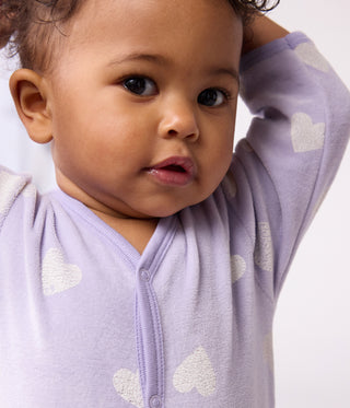 Babies' Heart-Print Velour Onesie