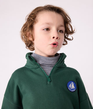 Children's Plain Shawl Collared Cotton Sweatshirt