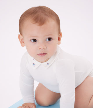Babies' Plain Cotton Body With An Embroidered Collar 
