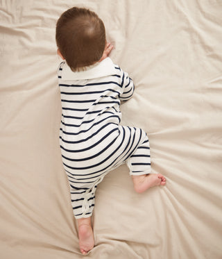 Babies' Footless Stripy Boat-Neck Cotton Pyjama Suit
