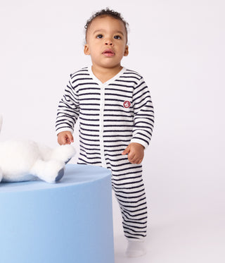 Babies' Stripy Printed Cotton Footless Pyjama Suit