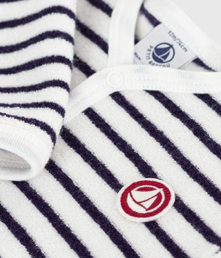 Babies' Stripy Printed Cotton Footless Pyjama Suit