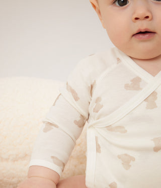 Babies' Bear Print Long-Sleeved Wrapover Cotton Bodysuits - 3-Pack