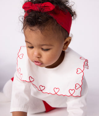 Babies' Long-Sleeved Cotton Poplin Blouse With Embroidered Hearts