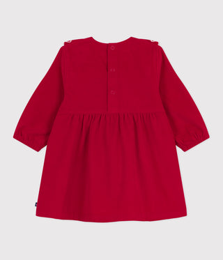 Babies' Long-Sleeved Plain Corduroy Dress