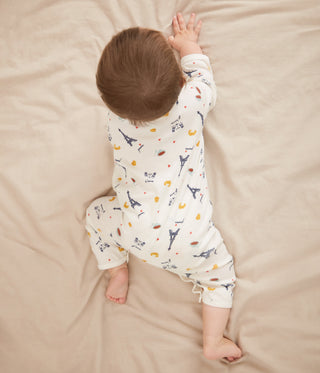 Babies' Paris Print Footless Cotton Pyjama Suit