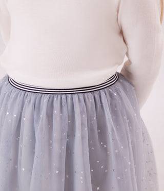 Girls' Plain Sequinned Tulle Skirt