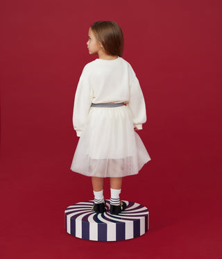 Girls' Plain Sequinned Tulle Skirt