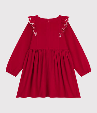 Girls' Long-Sleeved Plain Corduroy Dress