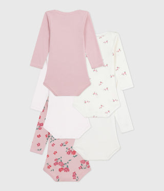Babies' Long-Sleeved Floral Print Cotton Bodysuit - 5-Pack