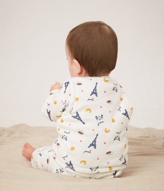 Babies' Sleeveless Reversible Paris Printed Cotton Cardigan