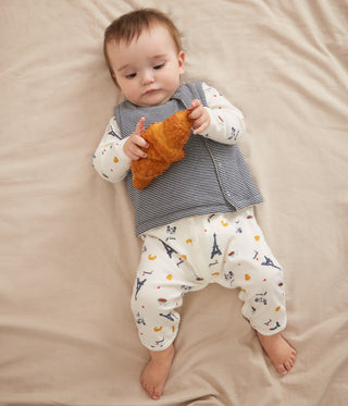 Babies' Sleeveless Reversible Paris Printed Cotton Cardigan