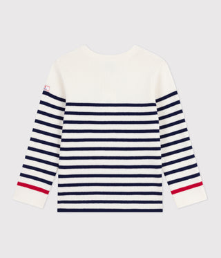Children's Stripy Jumper in Wool and Cotton 