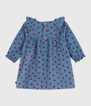 Babies' Long-Sleeved Apple-Print Corduroy Dress
